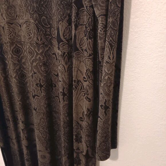 Vtg Laura Ashley Sz L Button-Front Midi Dress Olive Black Mixed Floral... - Picture 10 of 13